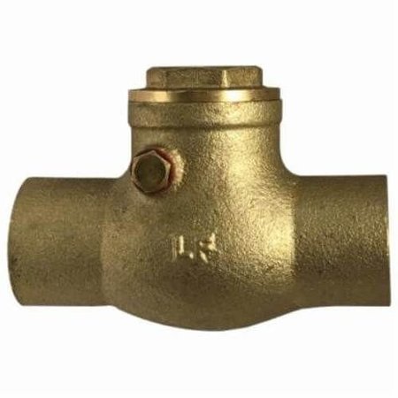 MIDLAND METAL Swing Check Valve, Lead Free, 1 Nominal, Copper End Style, 200 psi WOG125 psi WSP Pressure, Media 940364LF